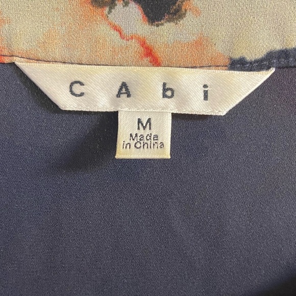 Cabi Black Blouse Poppy Floral Popover Navy Medium‎ - Picture 7 of 9